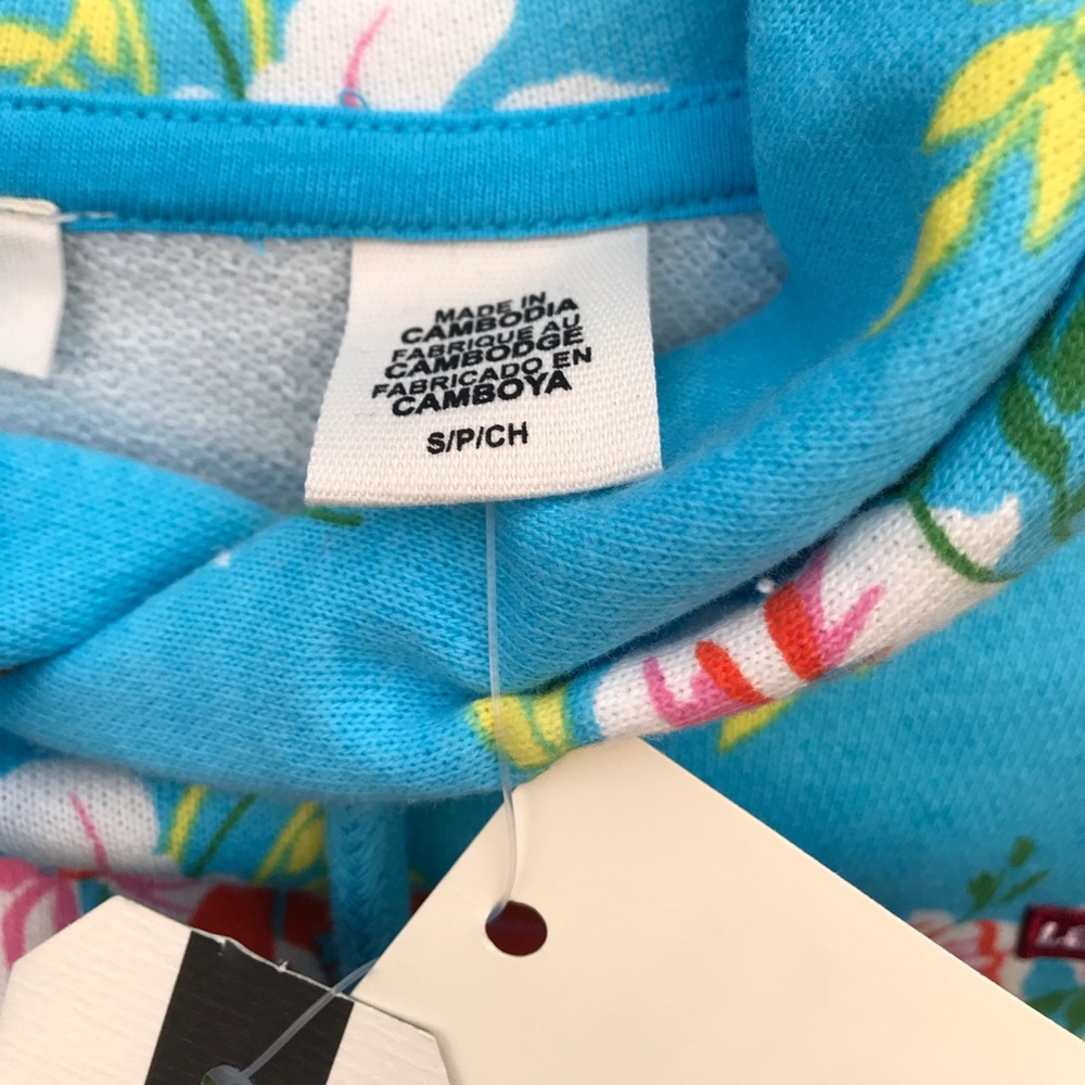 NWT 5 Star Levi’s Swim Blue Floral Crop Hoodie - Picture 5 of 6
